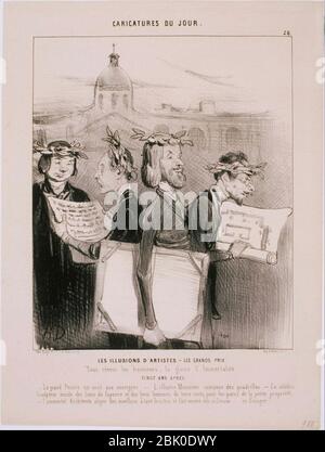 Caricatures du jour : les illusions d'artistes 1842 par Honoré Daumier ...