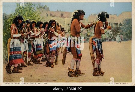 Danse du serpent Hopi, Arizona. Série Fred Harvey. Banque D'Images