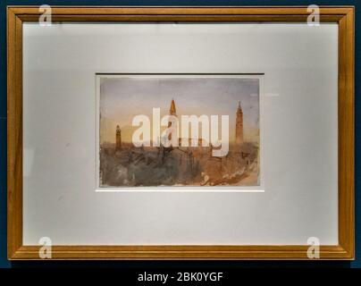 Horreur et délight-Turner-Venise-regardant au nord de l'Hôtel Europa avec les Campaniles de San Marco, San Moisè et Santo Stefano DSC2159. Banque D'Images