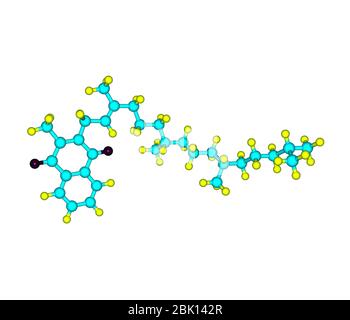 La phylloquinone (vitamine K 1) est une cétone aromatique polycyclique, basée sur la 2-méthyl-1,4-naphtoquinone, avec un substituant de phytyl-3 Banque D'Images