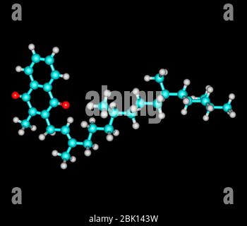 La phylloquinone (vitamine K 1) est une cétone aromatique polycyclique, basée sur la 2-méthyl-1,4-naphtoquinone, avec un substituant de phytyl-3 Banque D'Images