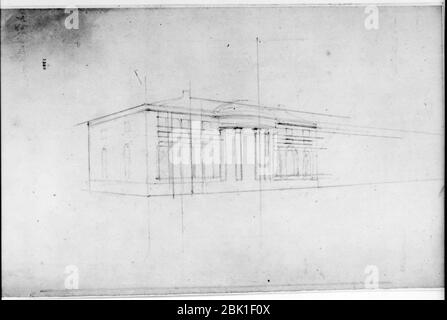 Maison («Tudor place») pour Thomas et Martha Custis Peter, 1644 31 rue, N.W., Georgetown, Washington, D.C. esquisse de perspective Banque D'Images