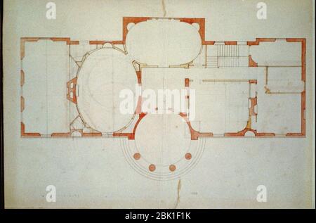 Maison («Tudor place») pour Thomas et Martha Custis Peter, 1644 31 rue, N.W., Georgetown, Washington, D.C. Plan d'étage Banque D'Images