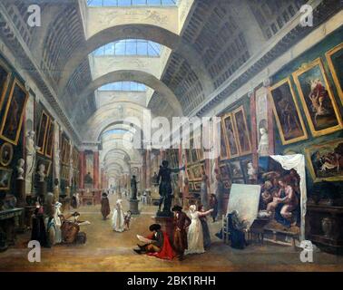 Hubert Robert - projet d'aménagement de la Grande Galerie du Louvre (1796). Banque D'Images