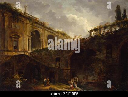 Hubert Robert - Villa Madama près de Rome Banque D'Images