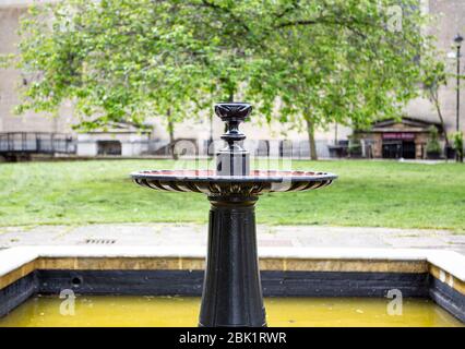 Fontaine d'eau noire avec arbre en arrière-plan Banque D'Images