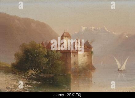 Hubert Sattler - Blick auf Schloss Chillon. Banque D'Images