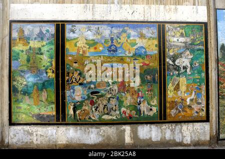 Le Bosco, le jardin de délices sur un mur de rue, l'art de rue, célèbre peinture Banque D'Images