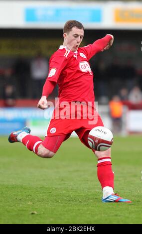 JAMES BOARDMAN / 0796762437 le Scott Davies de Crawley Town se présente pendant le match de la division NPower entre Crawley Town et Hereford United au stade Broadfield de Crawley. 28 avril 2012. Banque D'Images