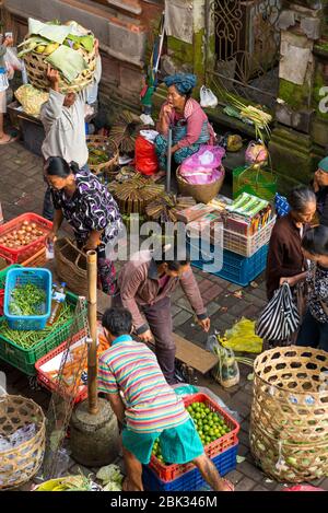 Le marché des fruits et légumes, Ubud, Bali, Indonésie Banque D'Images