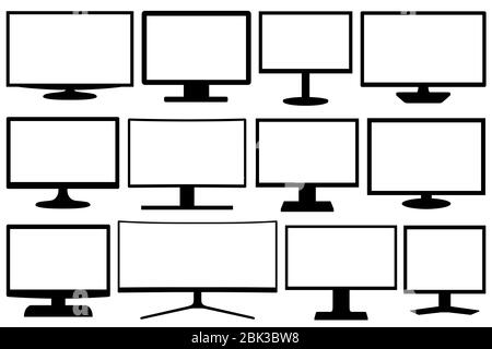 Illustration de différents téléviseurs et moniteurs isolés sur du blanc Banque D'Images