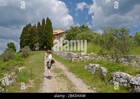 Au Castello di Cacchiano dans les collines du Chianti de Toscane Banque D'Images