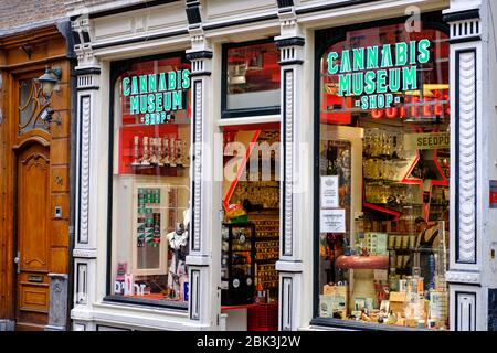 Amsterdam / Pays-Bas - 15 octobre 2018: Boutique du Musée du cannabis à Amsterdam, capitale des Pays-Bas Banque D'Images