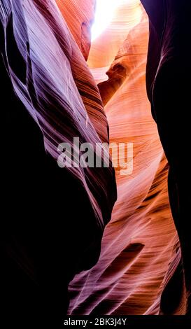 Lumières et ombres dans le Canyon de Slot d'Antelope supérieur, Arizona Banque D'Images