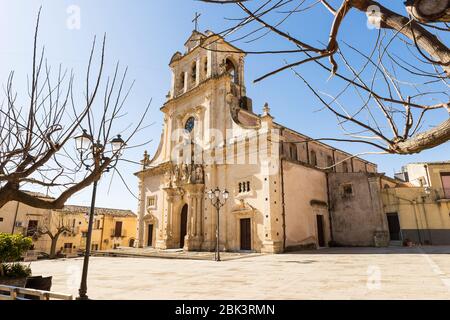 Sites architecturaux de l'église Saint-Sébastien à Ferla, province de Syracuse, Italie. Banque D'Images