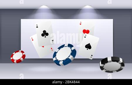quatre as et jetons de poker est dans la salle Illustration de Vecteur