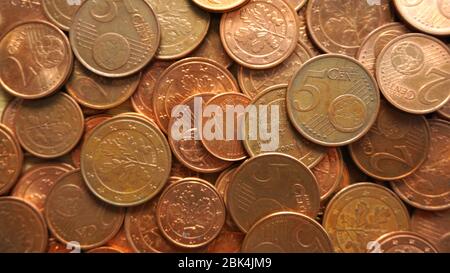 Pièces en cents, monnaie européenne, pièces en cuivre Banque D'Images