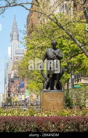 Edwin Booth Statue à Gramercy Park, NYC, USA Banque D'Images