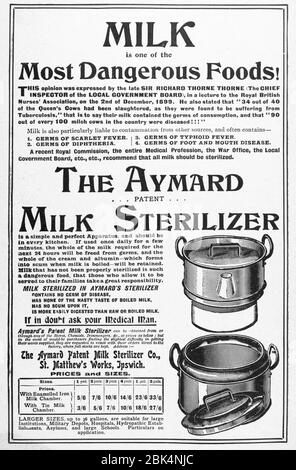 Vieux victorien papier journal nourriture / matériel de cuisine publicité du début des années 1900, dans les jours avant les normes de publicité. Banque D'Images