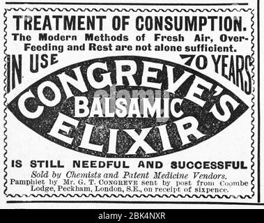 Publicité de médecine ancienne du début des années 1900, avant l'aube des normes de publicité. Histoire de la publicité, de vieilles publicités, de la publicité médicale, de l'huile de serpent. Banque D'Images