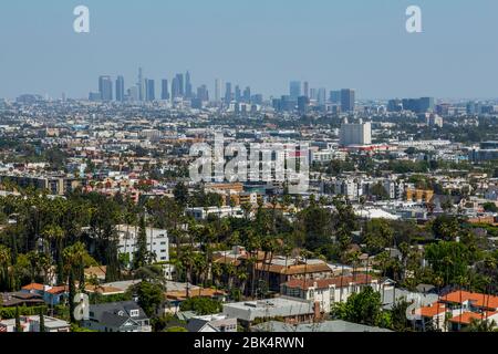 Vue sur le centre-ville DE LOS ANGELES depuis Hollywood Hills, Los Angeles, Californie, États-Unis d'Amérique, Amérique du Nord Banque D'Images