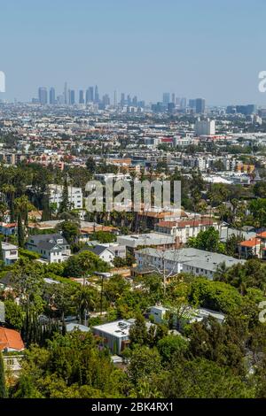 Vue sur le centre-ville DE LOS ANGELES depuis Hollywood Hills, Los Angeles, Californie, États-Unis d'Amérique, Amérique du Nord Banque D'Images