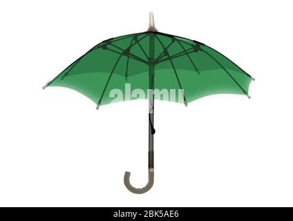 Parapluie vert ouvert, rayons X colorés. Banque D'Images