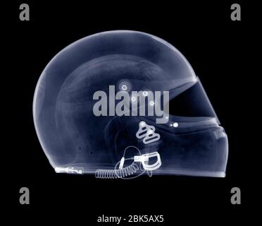 Casque de moto de côté, rayons X. Banque D'Images