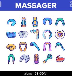 Ensemble d'icônes de la collection de masseurs pour épaules Vector Illustration de Vecteur