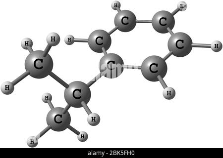 Le cumène est le nom commun de l'isopropylbenzène, un composé organique qui est basé sur un hydrocarbure aromatique avec une substitution aliphatique Banque D'Images