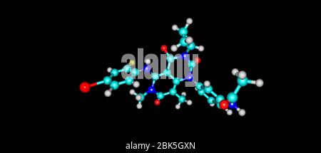 Le tramétinib est un médicament contre le cancer. Il s'agit d'un inhibiteur de MEK avec une activité anti-cancer. illustration 3d Banque D'Images