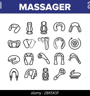 Ensemble d'icônes de la collection de masseurs pour épaules Vector Illustration de Vecteur