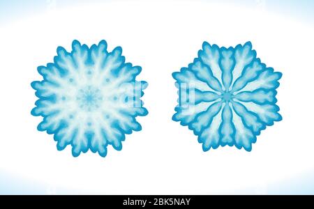 Ensemble de flocons de neige, de fractales ou de mandalas idéal pour Noël ou pour l'usage ethnique. Illustration de l'aquarelle dessinée à la main. Illustration de Vecteur