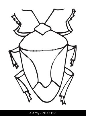 vecteur de contour d'insecte, icône. Page de coloriage pour les enfants. Collection de bugs exotiques.style de gribouille dessiné à la main, isolé sur fond blanc. Illustration de Vecteur