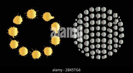 Set de splats de peinture à vecteur doré et argenté. Éléments de grunge or. Lot de buvards dorés et inky Illustration de Vecteur