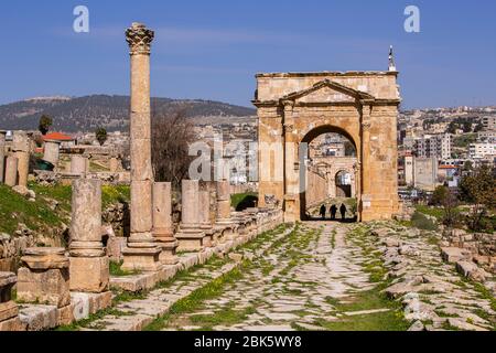 Site archéologique de Jerash des ruines romaines anciennes, Jordanie Banque D'Images