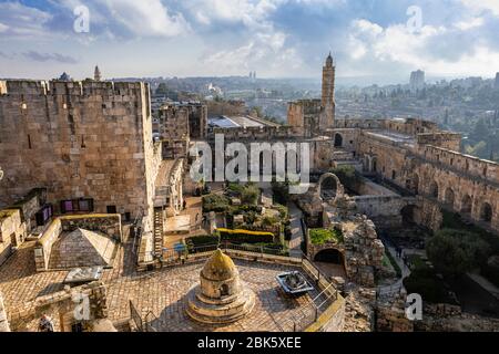 Tour de David, Citadelle de Jérusalem, dans la vieille ville de Jérusalem, Israël Banque D'Images