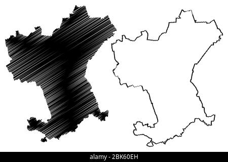 Salzgitter City (République fédérale d'Allemagne, Basse-Saxe) illustration vectorielle de carte, esquisse de gribble carte de Salzgitter Illustration de Vecteur