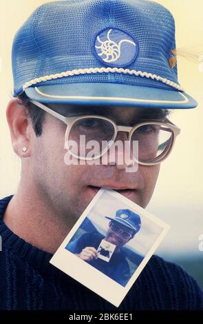 Elton John à Air Studios 1982 Montseraat Banque D'Images