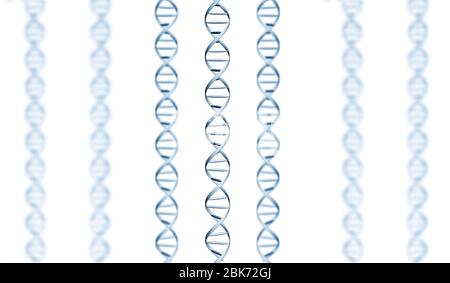 Fond isolé de la structure d'ADN bleu. Illustration tridimensionnelle Banque D'Images