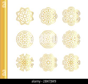 Ornementation vectorielle avec or. Illustration vectorielle. Ornement or oriental mandala Illustration de Vecteur