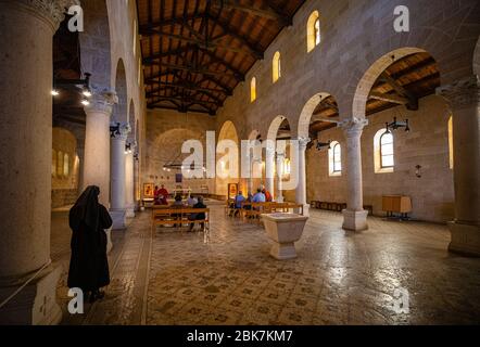 Église de la multiplication des pains et des poissons à Tabagha, Israël Banque D'Images