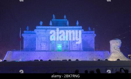 Sculpture sur glace, Festival de neige de Sapporo, Hokkaido, Japon Banque D'Images