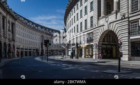 Videz Regent Street à Londres pendant le confinement. Banque D'Images