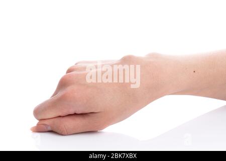 Kyste de ganglion sur la femme isolé sur fond blanc Banque D'Images