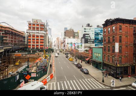 New York City Street depuis la High Line, New York États-Unis Amérique du Nord, Banque D'Images