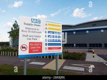 Entrepôt de la chaîne d'approvisionnement NHS à Bury St Edmunds, Suffolk, Royaume-Uni. Une vue aérienne de cet entrepôt se trouve dans les images 2AYYGR9 et 2AYYGR3 Banque D'Images