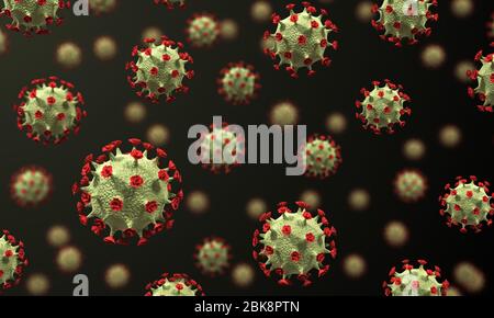 Coronavirus sur fond sombre. Roman Coronavirus Covid-19 Banque D'Images