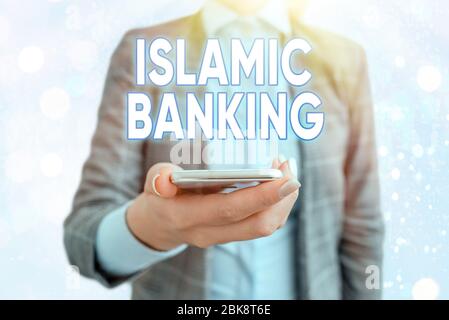 Rédaction conceptuelle montrant la banque islamique. Concept signification système bancaire basé sur les principes du droit islamique Banque D'Images