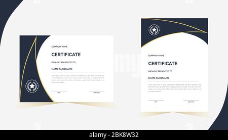 Certificat d'appréciation modèle de réalisation certificat de conception avec couleur bleu foncé élégant vecteur de forme Illustration de Vecteur